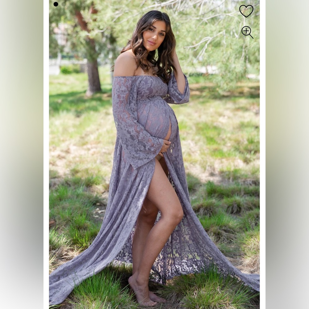 PinkBlush Lavender Lace Off Shoulder Maternity Photoshoot Gown/Dress size small